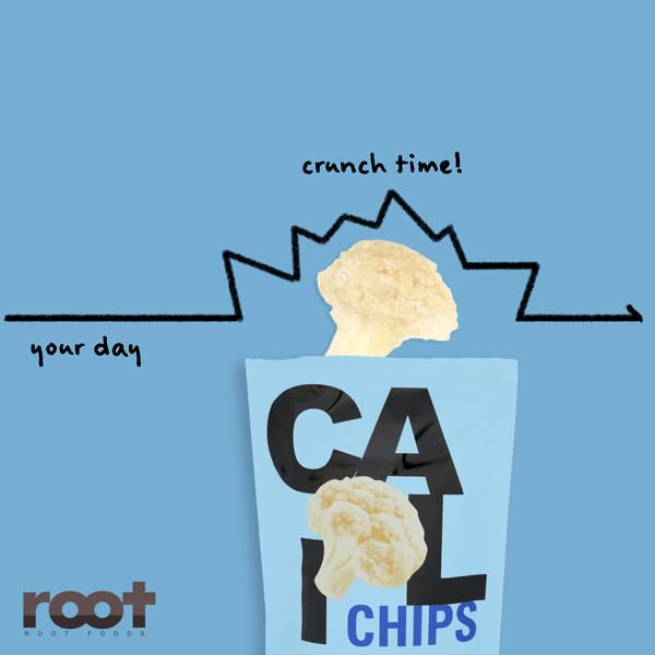 Root Foods Cauliflower Chips, Natural Veggie Snack, Non-GMO Vegetable Crisps, Good for Adults, Kids, Vegan, Gluten Free, Halal 6 pack