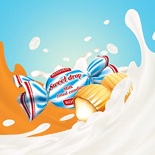 Roshen Caramel Candy Sweet Drop with Milky Filling, Kosher and Halal, Delicious, Flavorful Sweets Bulk Candy 1kg/2.2lb