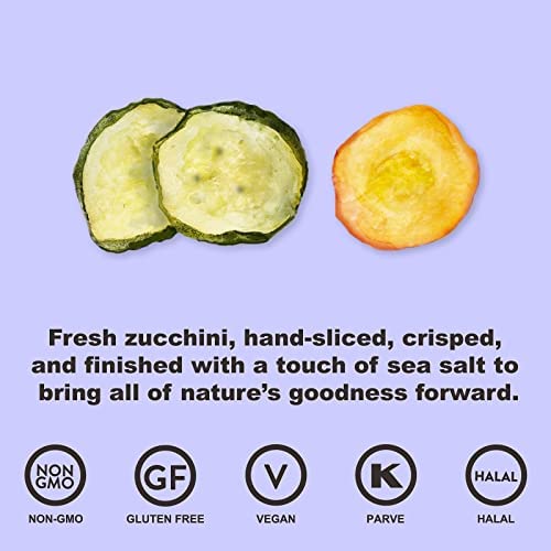 Root Foods Zucchini Chips, Natural Veggie Snack, Non-GMO Vegetable Crisps, Good for Adults, Kids, Vegan, Gluten Free, Halal, Kosher 6 pack