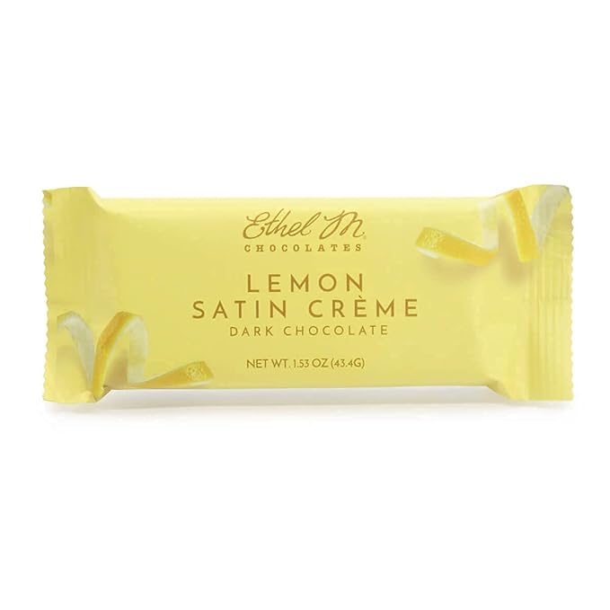 Ethel M Chocolates Premium Dark Chocolate Lemon Satin Crème Filled Bars, Individually Wrapped Chocolate Candy Bars, for Gifting, Holidays & Everyday Indulgence (24 Pieces)