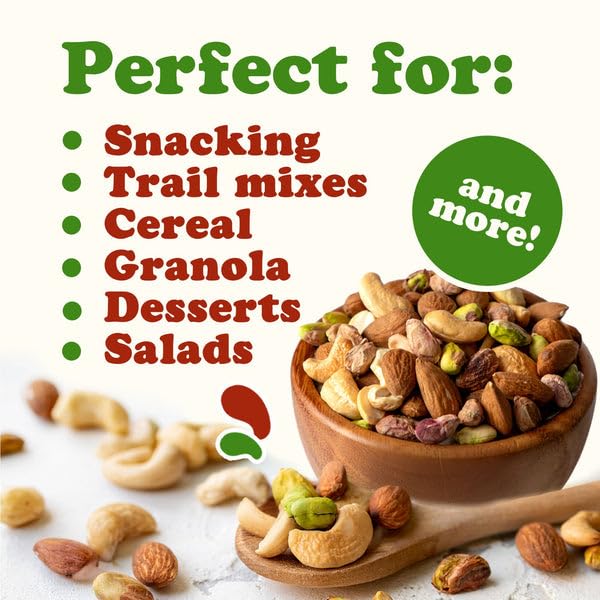 Food to Live Nut Lovers Mix, 8 Pounds – Premium Dry Roasted Pistachios No Shell, Almonds and Cashews Blend. No Salt Added. Trail Snacks for Adults and Kids. Vegan, Kosher, Bulk