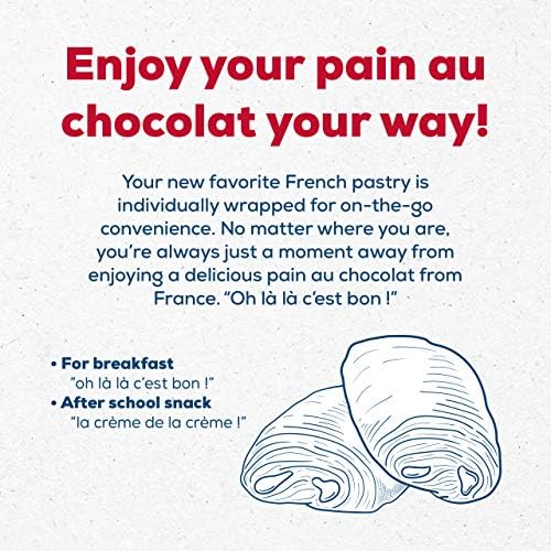 La Boulangère Pains au Chocolat, Pack of 2 – 32 Individually Wrapped Chocolate Croissants, Authentic French Recipe, Non-GMO, No High Fructose Corn Syrup, No Artificial Flavors & Colors, Kosher Certified, Ready to Eat Snack