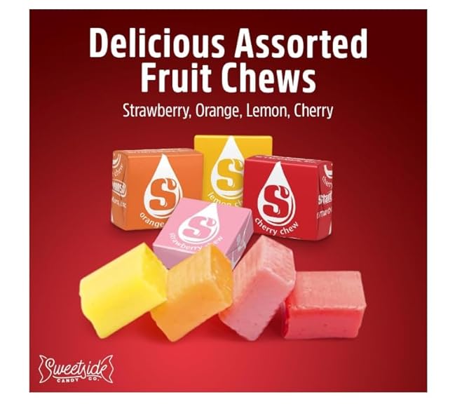 Bulk Fruit Chews Candy, Individually Wrapped,Pack for Parties, Weddings, Movie Nights, School Functions - 3.25 Pounds