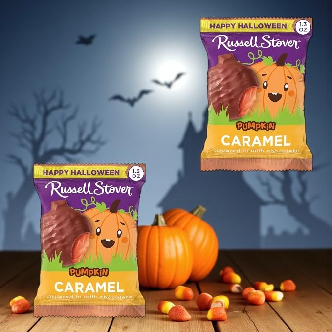 Halloween Chocolate Caramel Shaped Pumpkins – 18 cnt Individually Wrapped Pumpkins, Gourmet Seasonal Candy – Irresistible Treat for Trick-or-Treaters, Parties, and Gifts(Approx 1.5 lbs)