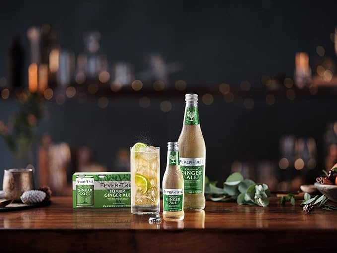 Fever Tree Ginger Ale - Premium Quality Mixer - Refreshing Beverage for Cocktails & Mocktails. Naturally Sourced Ingredients, No Artificial Sweeteners or Colors - 150 ML Cans - Pack of 24