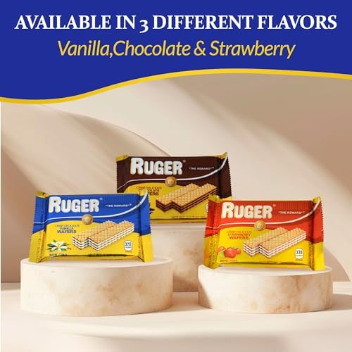 Ruger Wafers- Austrian Vanilla Wafers- 2.125 Ounce (Pack of 12) - Crispy, Creamy, Delicious Vanilla Wafer Cookies made with Natural Ingredients. Heavy Gauge Packaging provides the longest shelf-life on the market - Perfect year round - anytime and anyw...