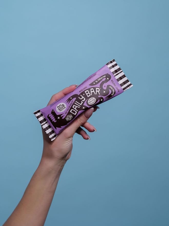 Kreatures of Habit DAILY BAR | Chocolate Chip Cookie Dough Dazzler (Pack of 12) – 20g Plant-Based Protein Bar | 3g of Creatine Monohydrate Per Bar, Gluten-Free, Vegan, Non-GMO