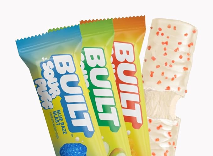 Built Bar, Sour Puff Protein Bars, Variety Pack, Collagen, On-the-go Snacks, Sour Candy, Mixed Sampler, 12 Pack