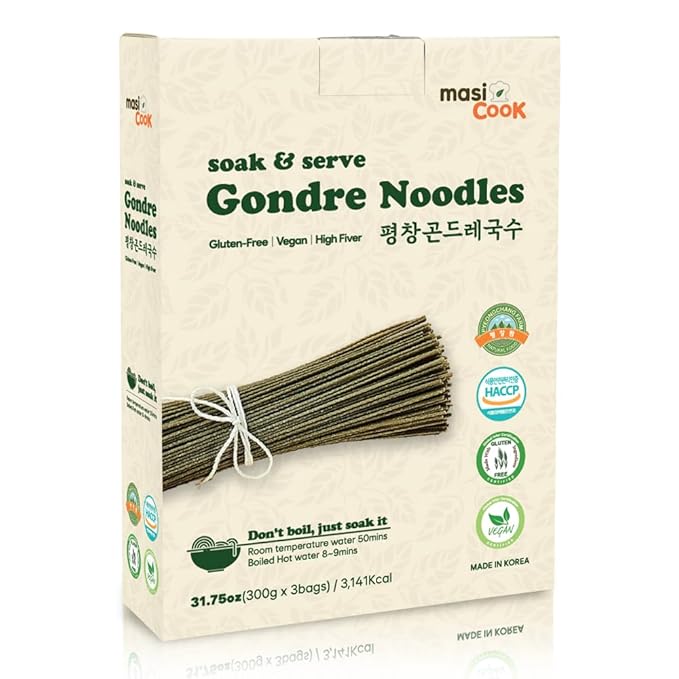 masi Cook Pyeongchang Gondre Noodles Non fried Guksu, Noodle Korean Food 곤드레국수 300g x 3packs (31.75oz / 3,141Kcal)