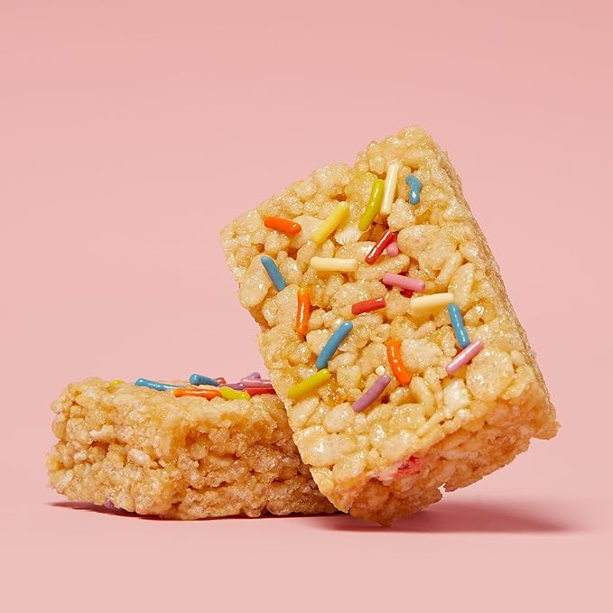 Skinny Crispy Birthday Cake Rice Treats – Low Sugar (4g), Vegan, Gluten-Free, Dairy-Free, Non-GMO, Top 9 Allergen-Free, Healthy Snack Bars, 18 Count