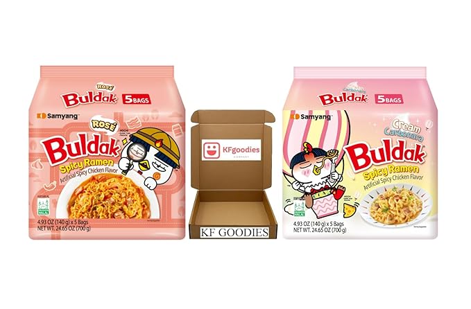 KF GOODIES Korean Ramen Variety Pack Gift Box (10 Count) – Spicy Buldak Noodle Assortment for Birthdays, College Care Packages, Office Snacks, and Gift Baskets