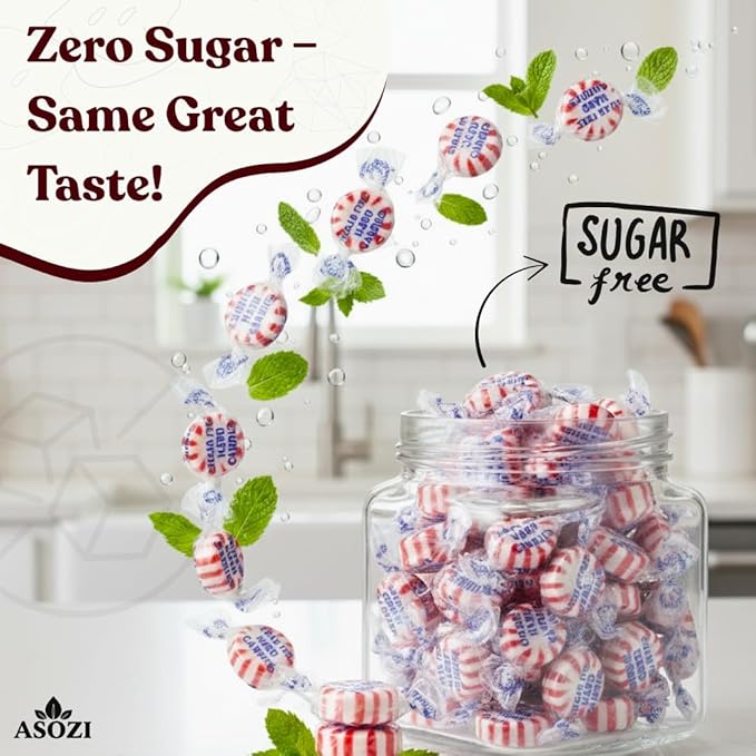 Sugar Free Peppermint Hard Candy 1β―LB β Guilt-Free Mint Candy, Refreshing Sugarless Treats for Holidays, Parties, Office, Snacks & Everyday Enjoyment, Resealable Bag