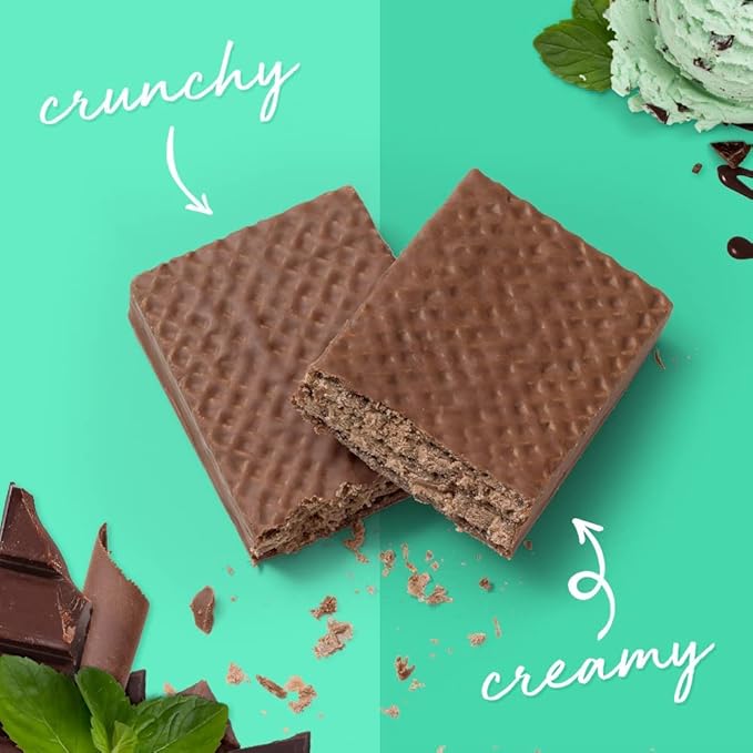 Power Crunch Protein Wafer Bars, High Protein Snacks with Delicious Taste, Chocolate Mint, 1.4 Ounce (12 Count) (Pack of 2)