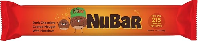 EverBar - Dark Chocolate Covered Hazelnut Nubar, 20 Count | Non-GMO, Dark Chocolate Covered Hazelnut Nubar | On the Go | With Coffee or Tea | Healthy Snack | Bite-Size Premium Nubar 20 Count (Pack of 1)