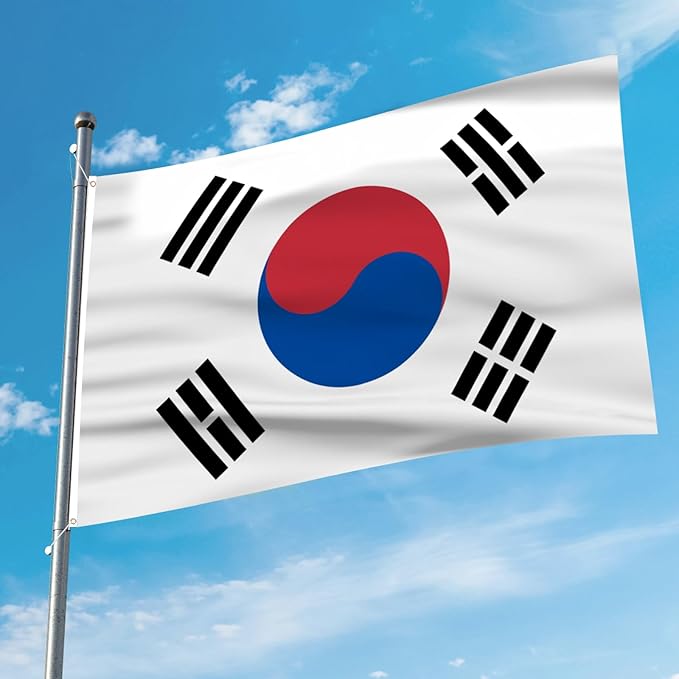 AhfuLife Korean Flag 3x5 Ft, Large Korean Flags for Outside - Double Side with Brass Eyelets for Korean Party Decorations, Soccer Party Bar Garden Decoration Indoor Outdoor