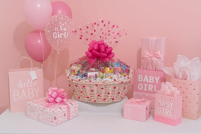 Handcrafted Gift Basket with Chocolates, Cookies, Snacks & Candy. Perfect for Birthdays, Sympathy, Holidays, Clients & Thank You Gifts (Executive Upgrade: $199.99, Baby Girl)