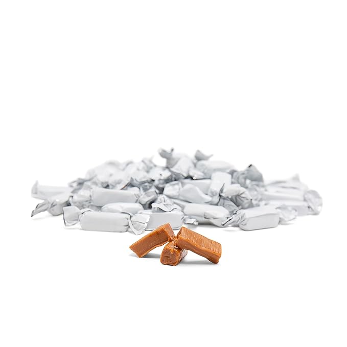 Candy Envy - Individually Wrapped Caramels - White Wrapper - 12 Bags (Casepack) Bulk White Candy