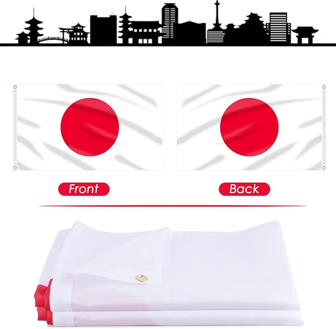 AhfuLife Japan Flag Japaneae Flag 3x5 Ft, Large Japaneae National Flags for Outside - Double Side with Brass Eyelets for Olympic Party Decorations, Bar Garden Street Decoration Indoor Outdoor