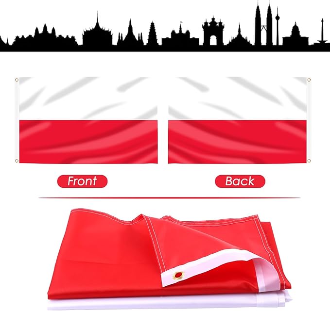 AhfuLife Polish Flag Poland Flag 3x5 Ft, Large Polish National Flags for Outside - Double Side with Brass Eyelets for Olympic Party Decorations, Bar Garden Street Decoration Indoor Outdoor