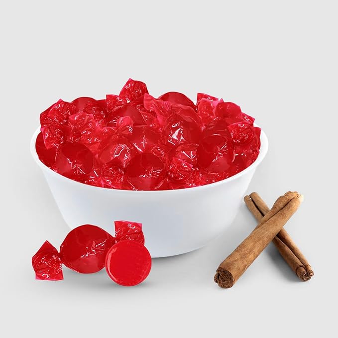 Cinnamon Hard Candy Discs 2 lbs Bulk Pack Christmas Candies - Approx. 150 Individually Wrapped Spicy Cinnamon Flavored Hard Candies for Parties, Offices & Treats - Taboom