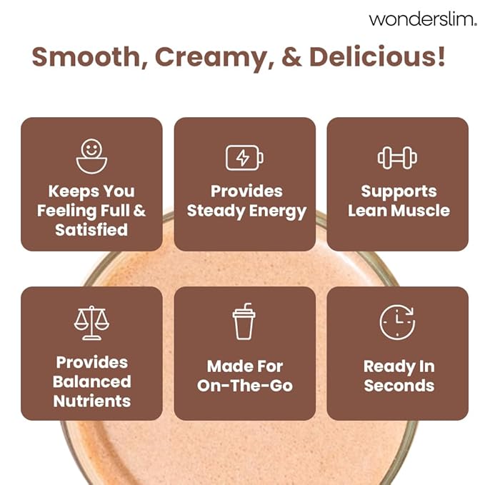 WonderSlim Meal Replacement Shake, Chocolate Cream, 15g Protein, 24 Vitamins & Minerals, Gluten Free (7ct)