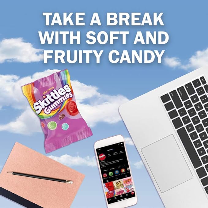 SKITTLES Wild Berry Gummy Candy, Gummy Snacks, Individually Wrapped Candy Bags Bulk, 5.8 oz Bag (Pack of 12)