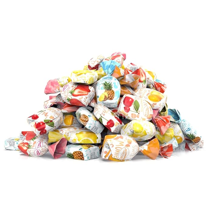 Assorted Fruit Hard Candy Individually Wrapped by Cambie, 12 lbs of Fruit Candy with a Deliciously Sweet Hard Exterior with a Soft, Decadent Filled Center