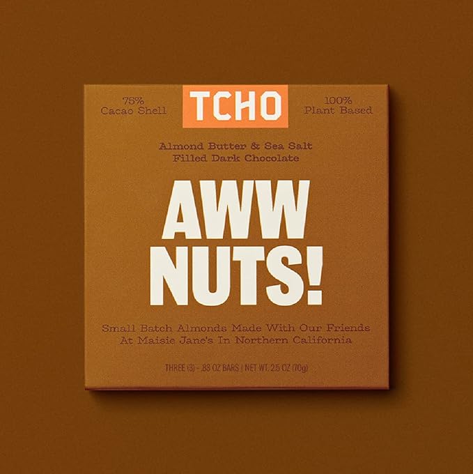 TCHO Aww Nuts! Dark Chocolate Bars (5 pack) | Single Origin, Plant Based, Organic & Fair Trade, | Non GMO, Non-Dairy, Vegan, Soy Free (2.5oz each)