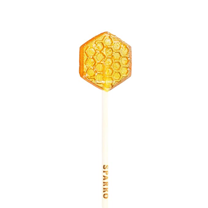 Sparko Sweets Sea Salt Honeycomb Lollipops, Made in USA, No Artificial Ingredients, No Corn Syrup, 16 Pieces, 1.3-inch Diameter, 1.5 lbs, Gold – Ideal for Tea Stirrers, Sore Throat Remedy, and Gifts