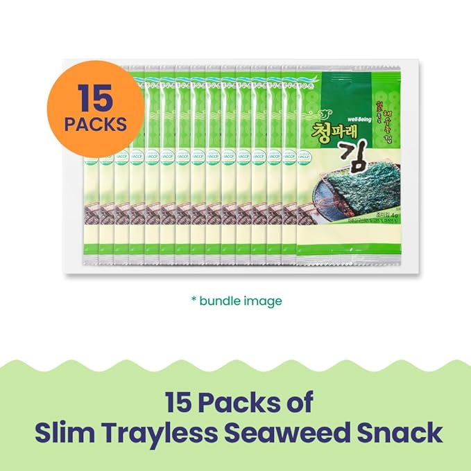 KIM'S TABLE- Sea Salt - Organic Roasted Seaweed Sheets - Keto Vegan Gluten Free - Great Source of Iodine & Omega 3’s - Healthy On-The-Go Snack for Kids Adults (Pack of 15 (0.18 lb))