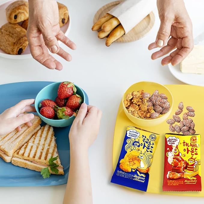 K-Herb Korean Snacks – Gourmet Honey Butter Almond Korean Dalgona Almond Snacks for Adults, Kids – Flavored Almonds with Delicious Crunchy Texture – Great for Office, On the Go, School (Honey Butter 10Pack + Dalgona 10Pack)