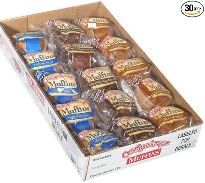 Otis Spunkmeyer Muffins/10 Blueberry/10 Banana Nut/10 Chocolate Chip, 4 oz (Pack of 30)