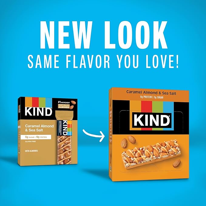 KIND Nut Bars, Caramel Almond & Sea Salt, Healthy Snacks, Gluten Free, Low Sugar, 6g Protein, 24 Count