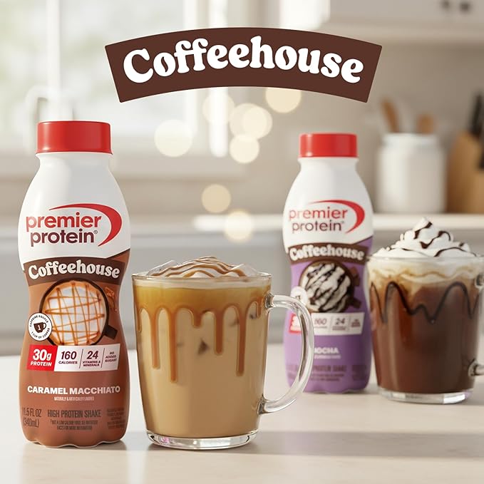 Premier Protein Shake COFFEEHOUSE, Mocha, 30g Protein, No Added Sugar, 24 Vitamins & Minerals to Support Immune Health, 11.5 fl oz, 12 Pack