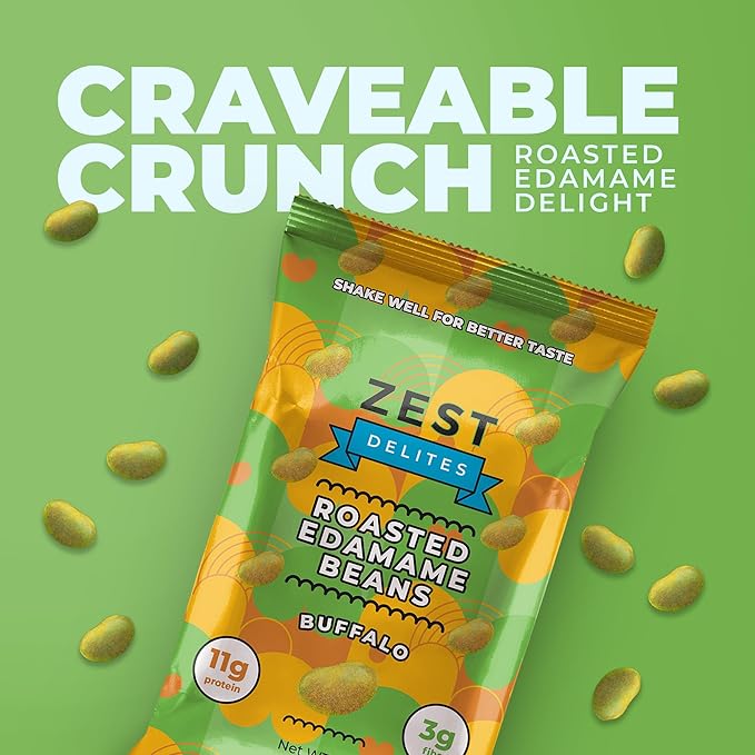 Edamame Snack by Zest Delites, 26g x 48 Packs, Healthy High Protein Snacks Bulk, Keto, Low Carb, Low Calorie, Sea Salt, Sriracha, Buffalo, Truffle, Seaweed, Wasabi
