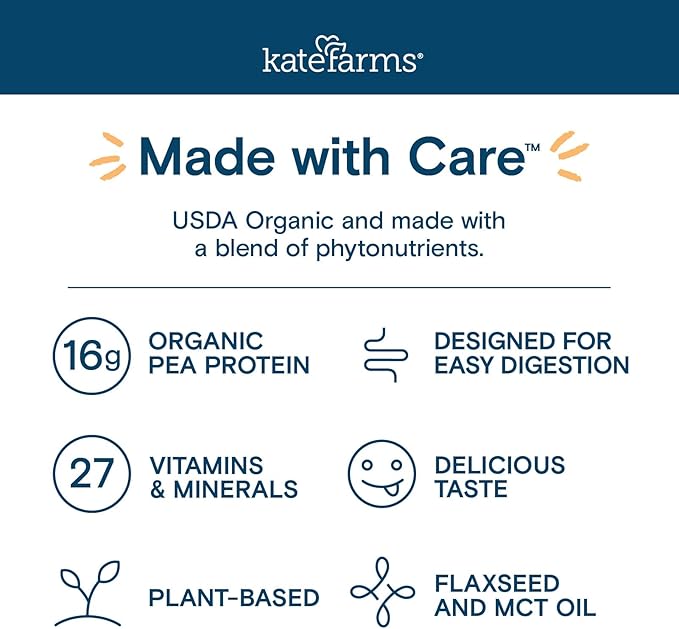 KATE FARMS Organic1.0 Chocolate Nutrition Shake, 16g Protein, 27 Vitamins and Minerals, Meal Replacement 11 oz (12 Pack)