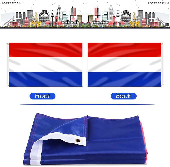 AhfuLife Netherlands Flag 3x5 Ft, Large Netherlands National Flags for Outside - Double Side with Brass Eyelets for Olympic Party Decorations, Bar Garden Street Decoration Indoor Outdoor
