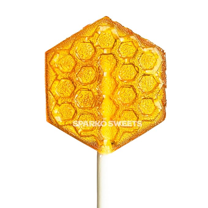 Sparko Sweets Natural Honeycomb Lollipops, Made in USA, No Artificial Ingredients, No Corn Syrup, 40 Pieces, 1.2-inch Diameter, 1.5 lbs, Gold – Ideal for Tea Stirrers, Sore Throat Remedy, and Gifts