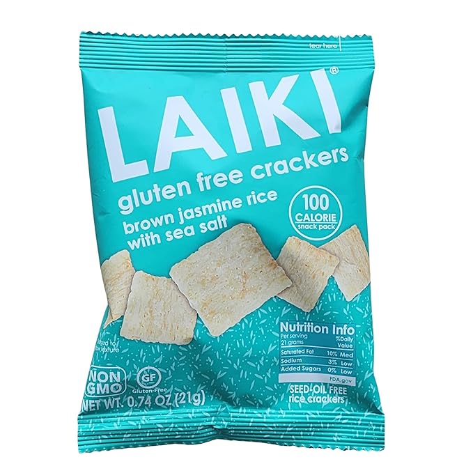Gluten Free Rice Crackers - Brown Jasmine Rice | Low Sodium Healthy Snack | Vegan SEED-OIL FREE | NON-GMO | GF for Adults | Diabetic Friendly | Gluten Free Variety Pack | Clean & Vegan | Party Crackers | Pack of 30