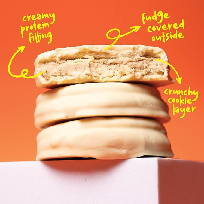 Hangryboy Protein Cookie Sandwich – 14g High Protein, Gluten‑Free, GMO‑Free Cookies - Perfect on The Go Protein Snack, White Chocolate Peanut Butter, 12‑Count Box