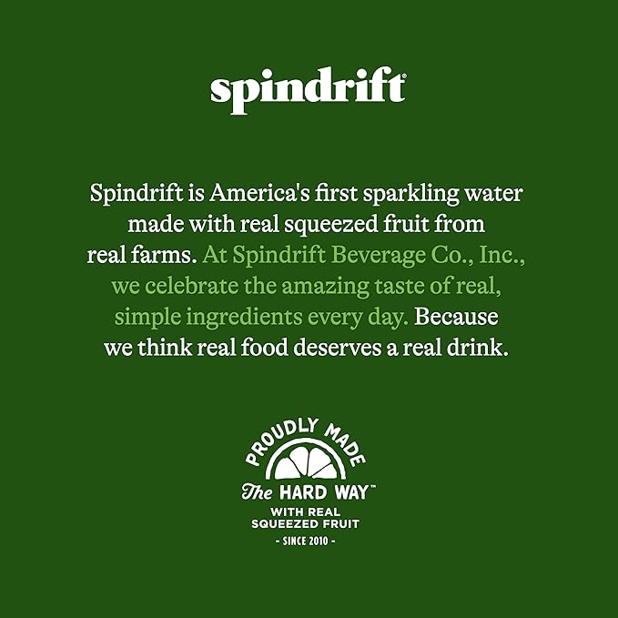 Spindrift Sparkling Water, Grapefruit Flavored, Made with Real Squeezed Fruit, (Only 15 Calories per Can), 12 Fl Oz (Pack of 24)