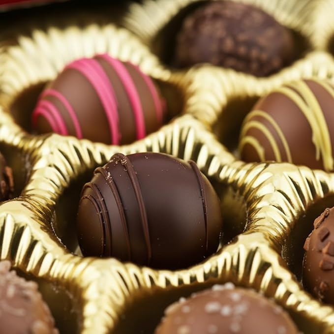 Happy Valentines Chocolates - 12 Assorted Milk & Dark Chocolate Truffles - Gourmet Chocolate Gift Box - Valentines Chocolate Gifts for Women & Men, 6 oz