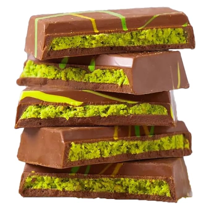 UniqBite Dubai Chocolate Bar Pistachio, Crunchy Loaded Viral Knafeh Chocolate Bar with Pistachio Cream and Kataifi (14 Ounces (2 Pack))