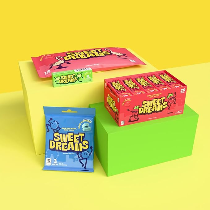 Sweet Dreams Center Filled Soft Chewy Candy Individually Wrapped, Gluten-Free Candies Party Size, Bulk Fruit Chews Candy for Kids - Sour Apple Flavor - 2 Pack, 12 Sticks Per Bag- 8 Pieces Per Stick- 192 Total Pieces
