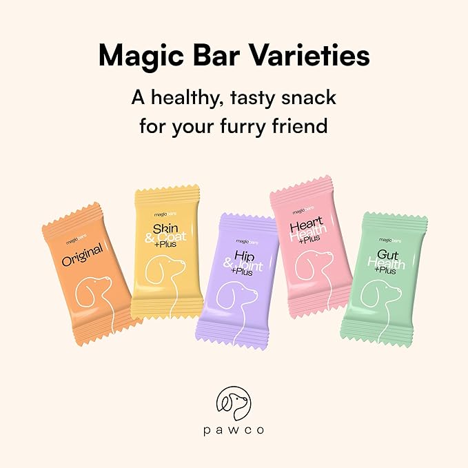 Pawco Magic Bar Skin & Coat Treat – High Protein Peanut Butter Dog Biscuit – 8-Pack – Healthy Snack Made with Natural Ingredients: Peanut Butter, Pumpkin, Sweet Potato, and Apples