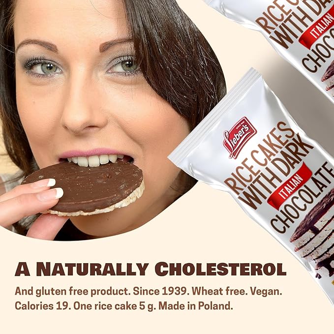 LIEBERS Dark Chocolate Rice Cakes, Kosher Certified Dairy Free, Gluten Free Snack (Dark Chocolate) Pack Of 3