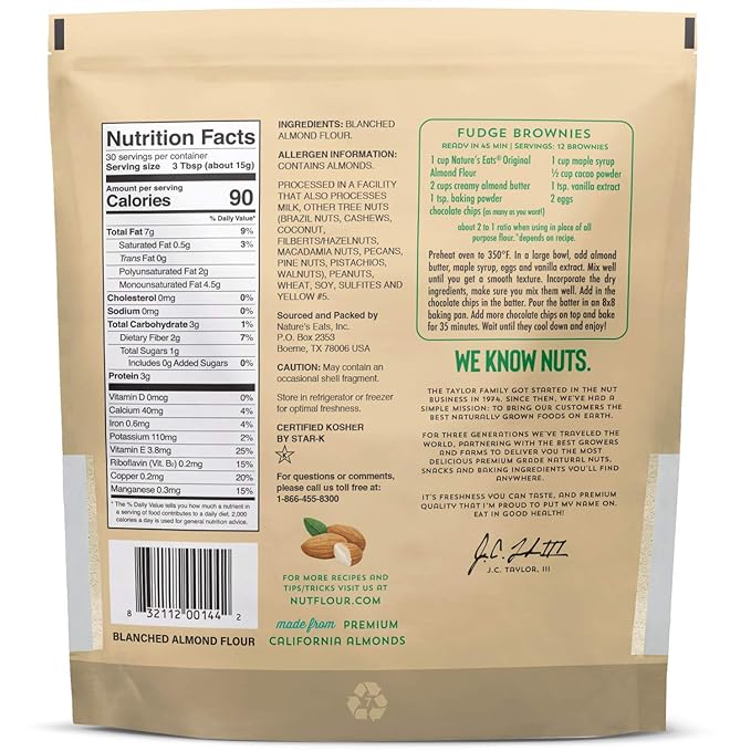 Nature’s Eats Superfine Almond Flour - Finely Sifted, Blanched Gluten Free Nut Flour for Bread, Pancake Mix, Muffins, Low Carb & Vegan Baking - 16 oz