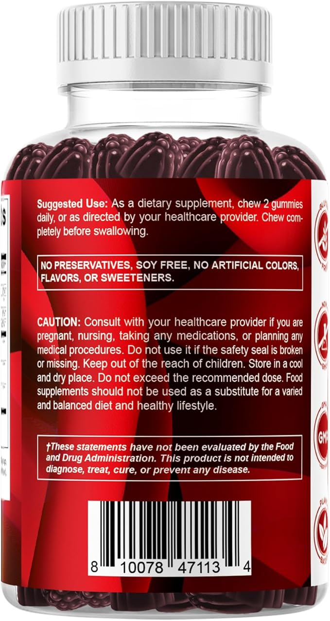 Vitamatic Tart Cherry with Celery Seed Gummies – 4000mg Equivalent Per Serving (from 10:1 Extract, 400mg) - 2-Pack