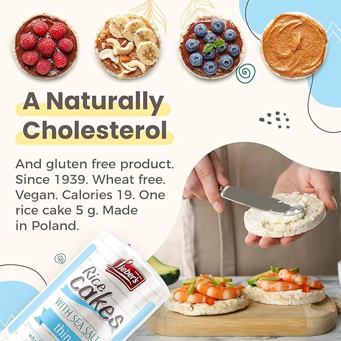 LIEBERS Snack Sea Salt Rice Cakes, Dairy Free, Wheat Free, Gluten Free, And Vegan options Kosher Certified, (3-Pack)