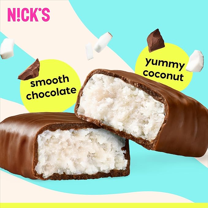 NICKS Keto Chocolate Candy Bars – Variety Pack, Coconut and Peanuts and Fudge, No Added Sugar, Low Carb, 180 Calories, Gluten-Free Sweets – 15-Pack (40g Each)